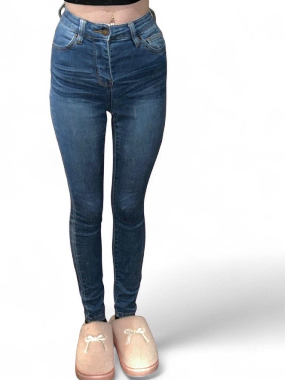 Angel Kiss Dark Blue High-Rise Skinny Jeans for Women